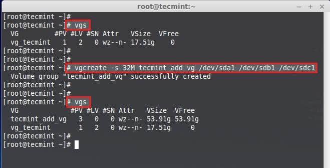 Create Volume Groups
