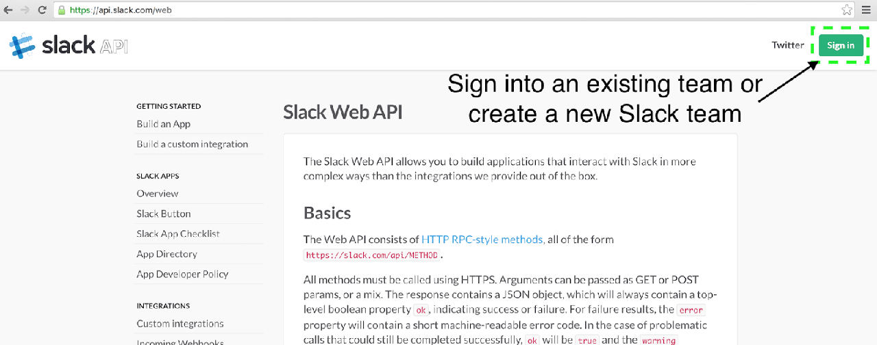使用 Web API页面的右上角登录按钮
