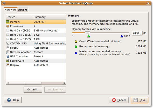 Vmware Virtual Machine Settings Fig.01:Vmware Virtual Machine Settings