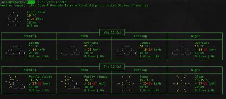 Weather by airport from wttr.in
