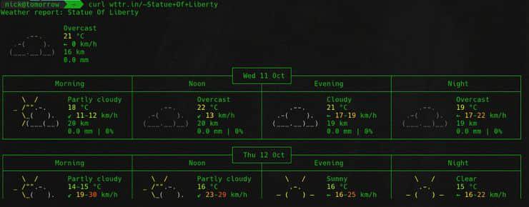 Weather by landmark from wttr.in
