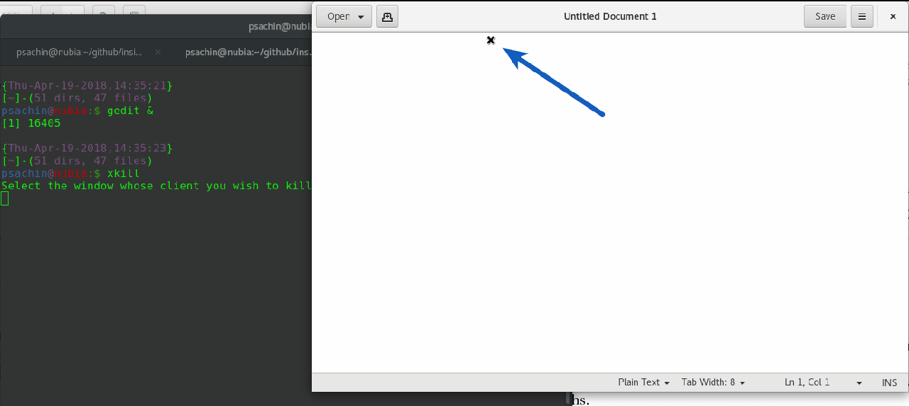 Using xkill Using xkill