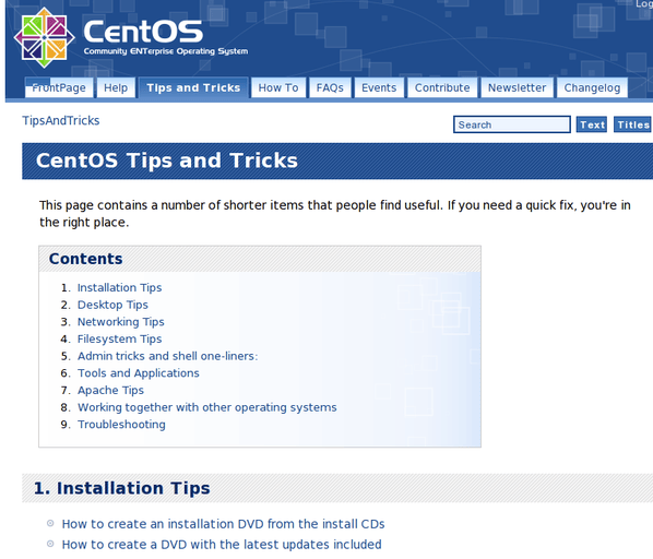 Centos Linux Wiki, Support, Documents Centos Linux Wiki
