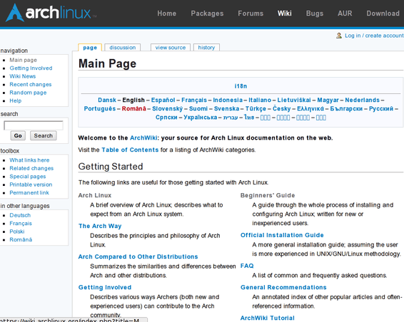 Arch Linux wiki and tutorials Arch Linux wiki 和教程