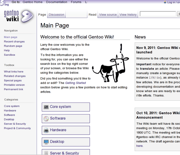 Gentoo Linux Handbook and Wiki Gentoo Linux 手册和 Wiki