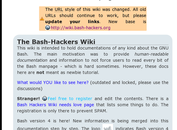 Bash hackers wiki for bash users Bash Hackers wiki