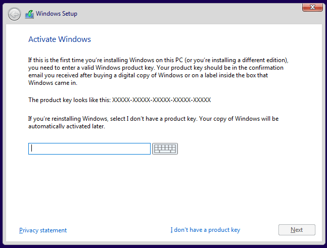 Enter product key 输入产品密钥