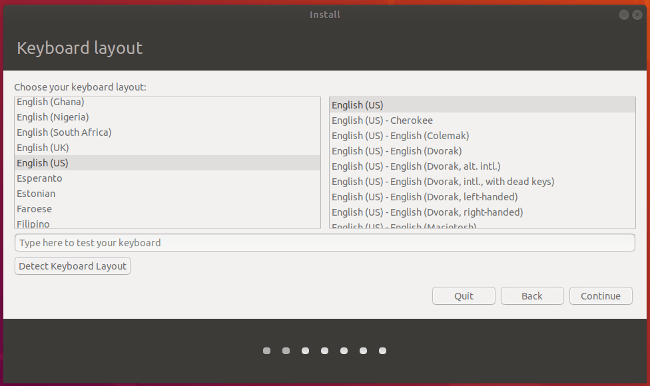 Select keyboard in Ubuntu 选择 Ubuntu 的键盘
