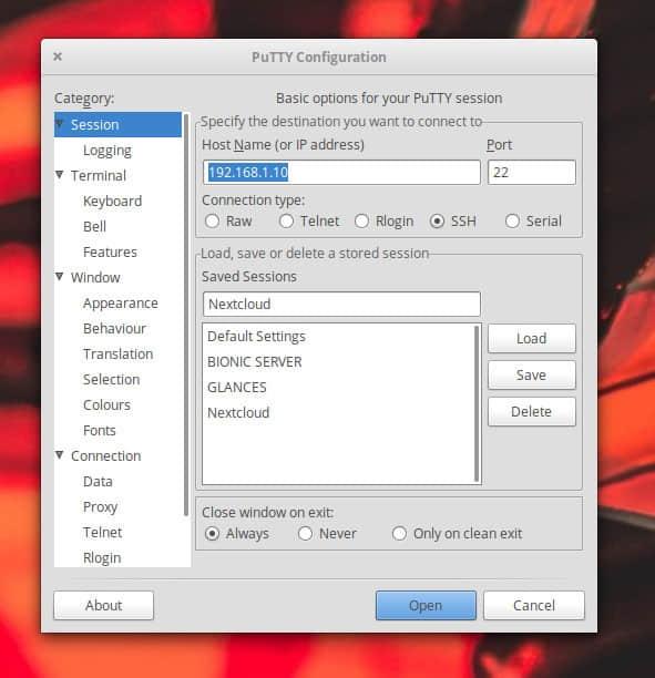 PuTTY Connection PuTTY Connection