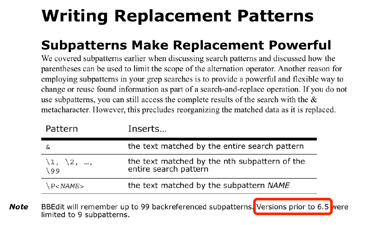 BBEdit regex manual excerpt BBEdit regex manual excerpt