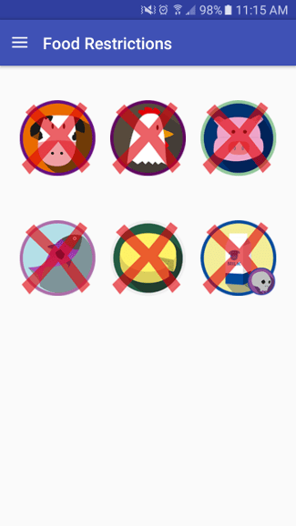Food Restrictions app Food Restrictions app