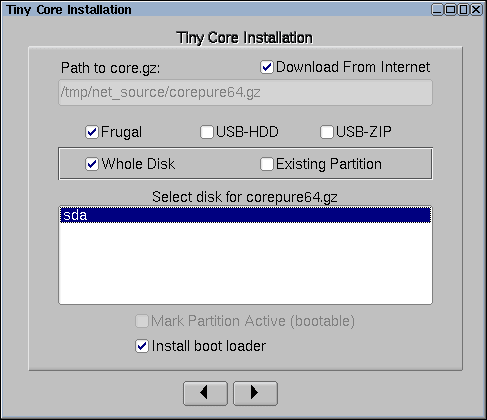Tiny Core installer Tiny Core installer