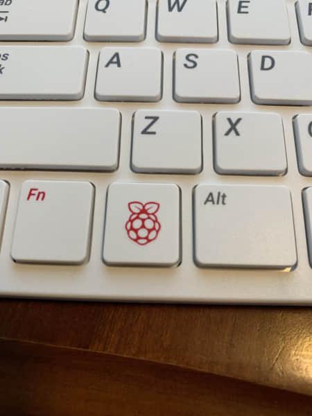 Raspberry Pi logo on the keyboard Raspberry Pi logo on the keyboard