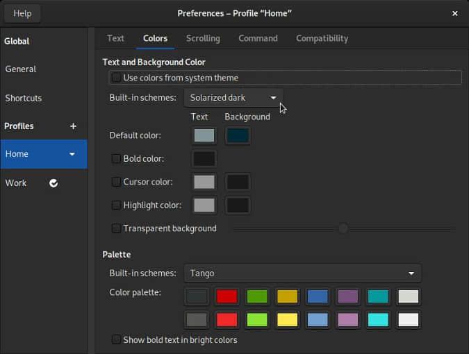 GNOME Terminal preferences GNOME Terminal preferences