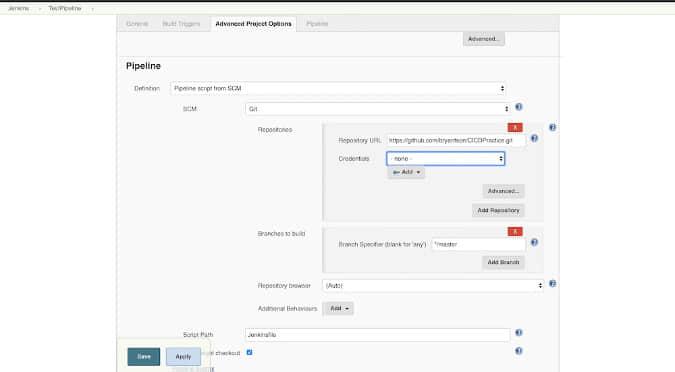 Change to Pipeline script from SCM Change to Pipeline script from SCM