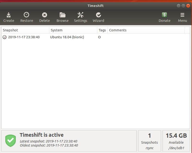 Snapshot created