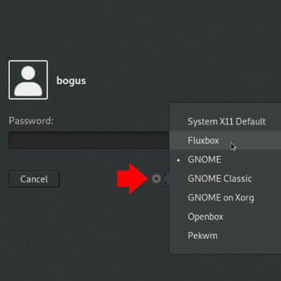 Selecting the Window Maker desktop in GDM Selecting the Window Maker desktop in GDM