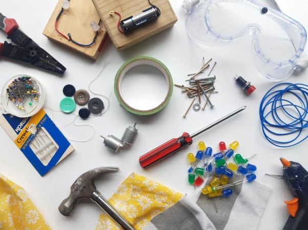 A maker kit assembled in a quick trip to the hardware store