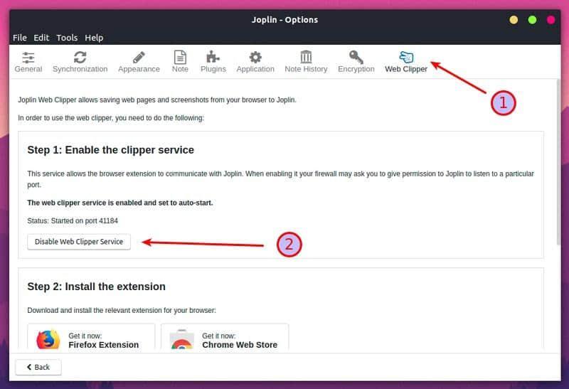 Enable Web Clipper from the desktop application first
