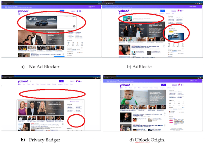 Ad blocker screen comparison Ad blocker screen comparison