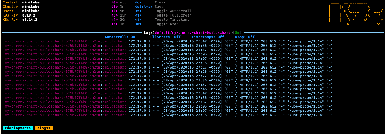Using k9s to show Kubernetes pod logs Using k9s to show Kubernetes pod logs