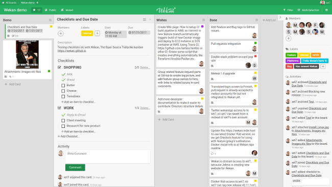 Wekan kanban board Wekan kanban board