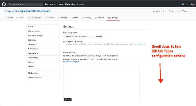 GitHub Pages settings GitHub Pages settings