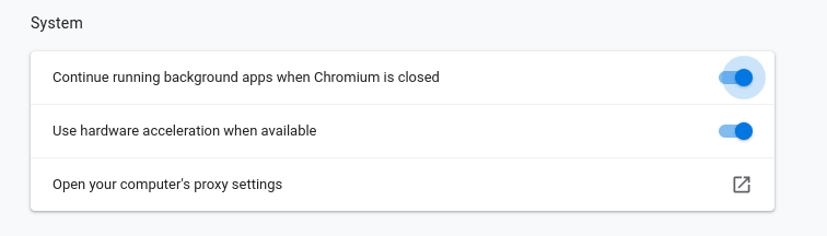 Chromium background processes setting Chromium background processes setting