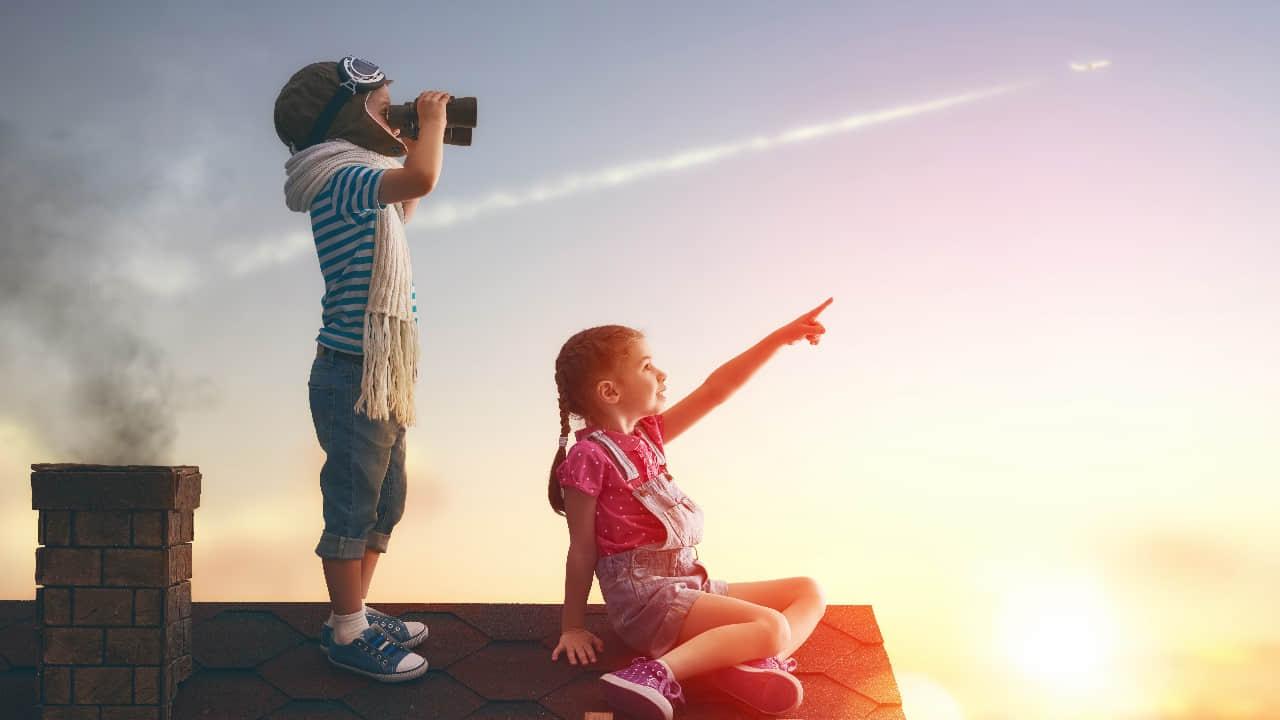 Looking back with binoculars