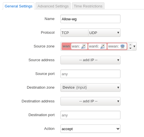 Wireguard firewall setup Wireguard 防火墙设置