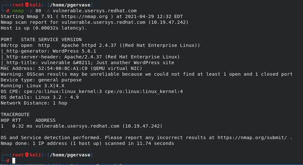 Nmap scan of port 80 Nmap scan of port 80