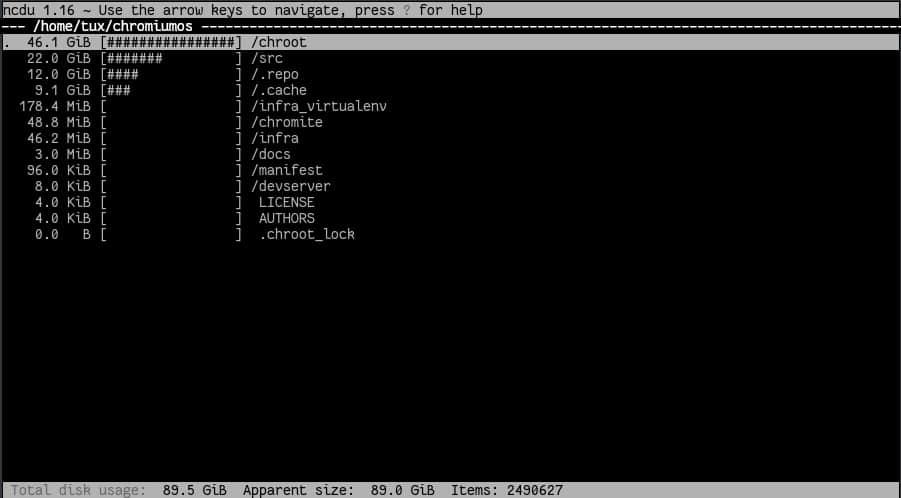 ncdu interface ncdu interface