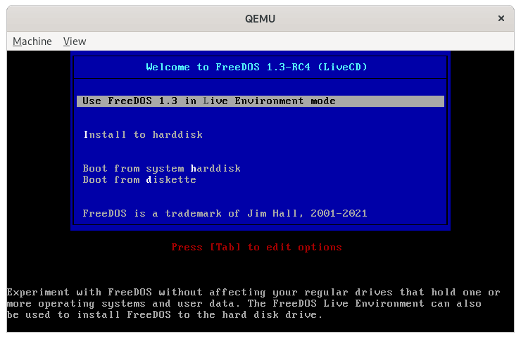 Boot into the LiveCD environment embedded setup