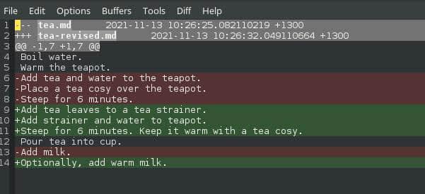 A patch file in Emacs Emacs中的补丁文件