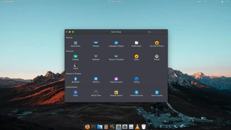 A look at Elementary X GTK theme with the settings panel open