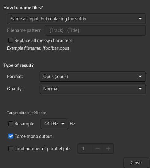 SoundConverter preferences SoundConverter preferences