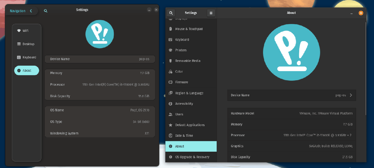 基于 Rust 的 COSMIC 设置与基于 GNOME 的 COSMIC