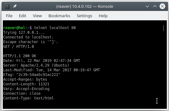 Getting a response from a webserver with Telnet 用 Telnet 获得网络服务器的响应