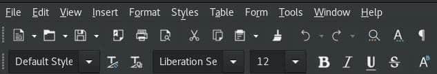 LibreOffice Writer menus with underlines LibreOffice Writer menus with underlines