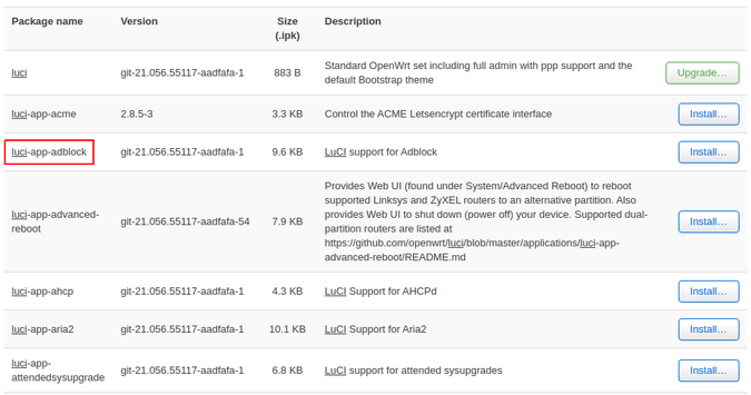 Packages with luci- prefix Packages with luci- prefix
