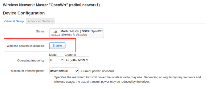 Enabling wireless network Enabling wireless network