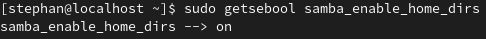 Enabling Samba to enable user directory access Sebool