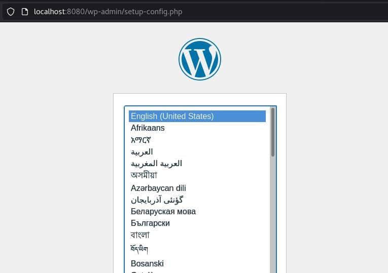 WordPress running in a container WordPress 容器