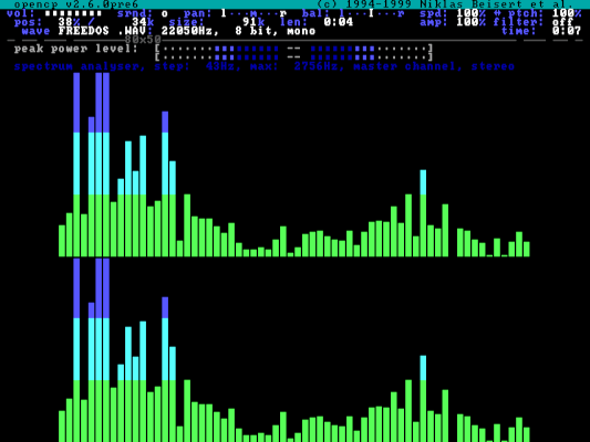 Open Cubic Player playing the \"FreeDOS\" audio clip Open Cubic Player