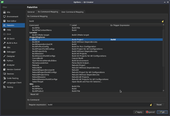 FakeVim in Qt Creator Qt Creator中的FakeVim