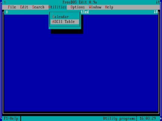 Find the ASCII Table in the Utilities menu 在工具菜单找到 ASCII 表