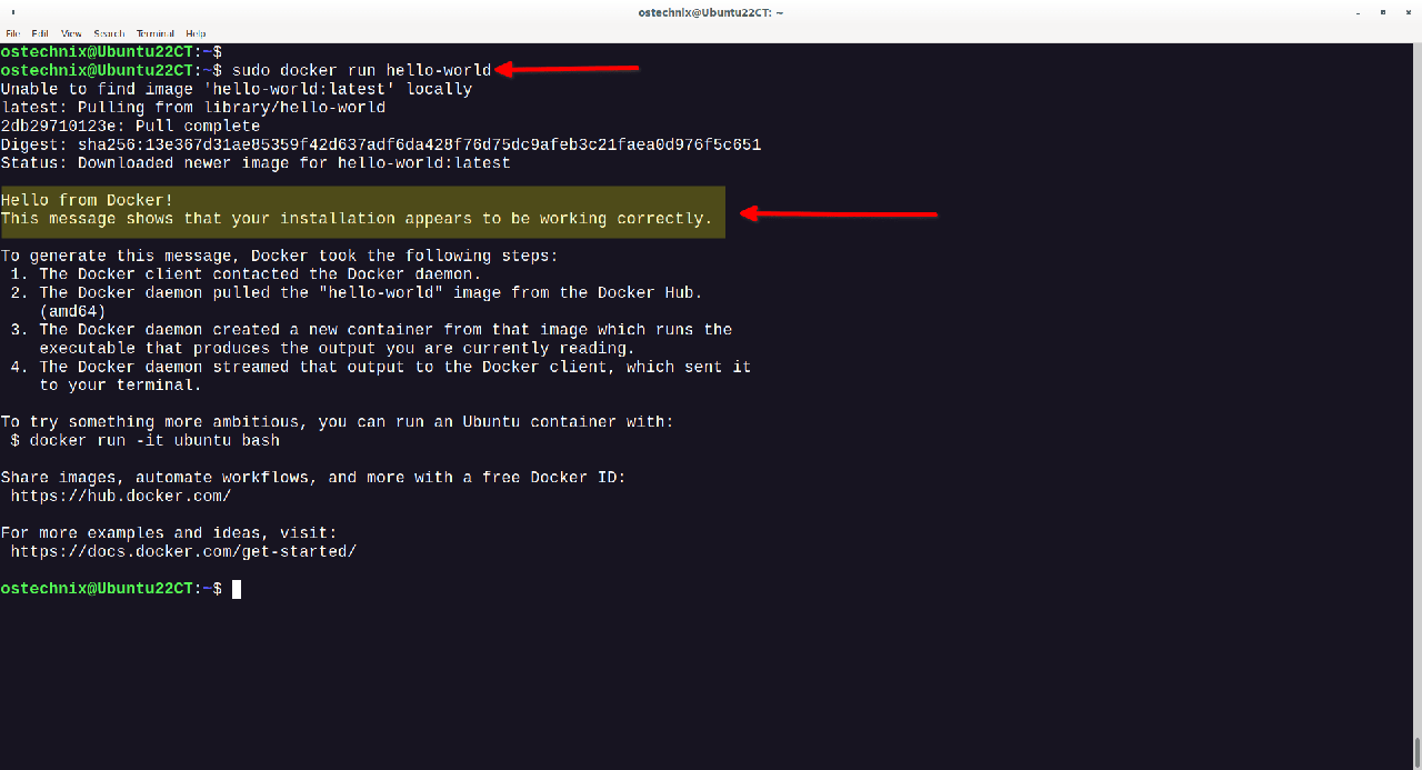 Run Hello World Docker Container