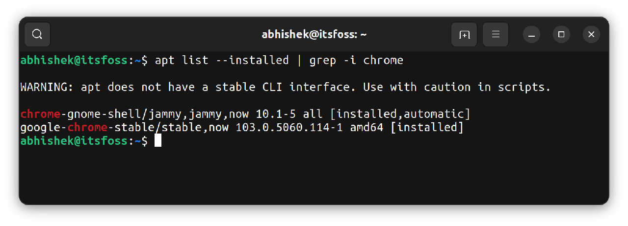 check if google chrome installed in ubuntu