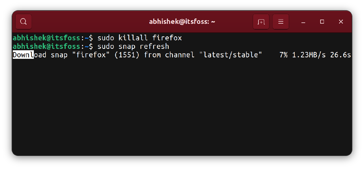 Firefox is being updated with Snap