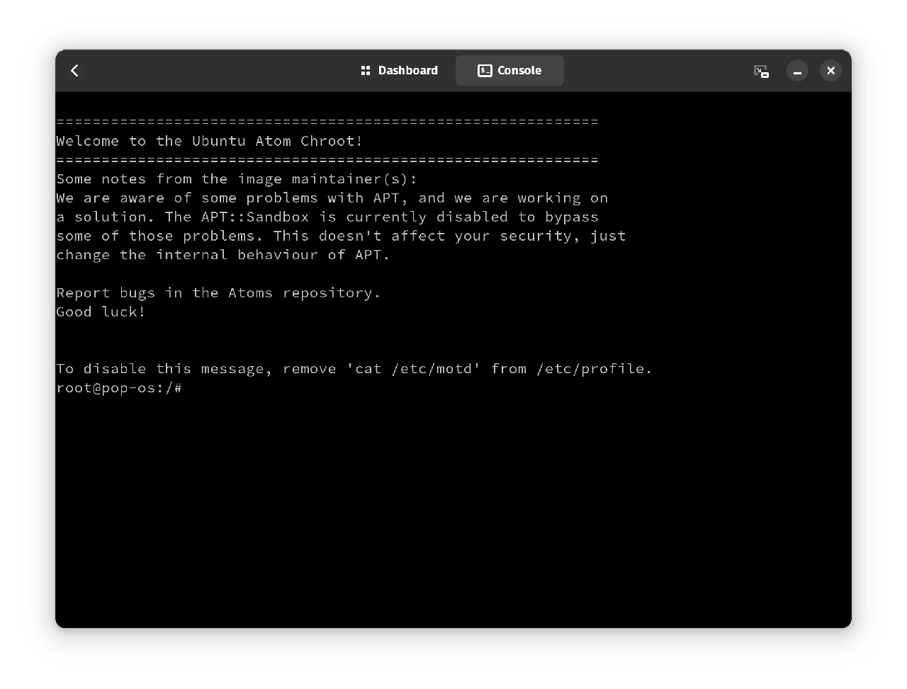 atoms console